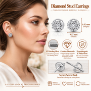 King Of Bling's 925 Sterling Silver White 0.10ct Diamond For Men's/Women's Stud Floral Earrings KING OF BLINGS