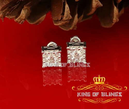 King of Blings- Hip Hop 925 White Silver 1.68ct Cubic Zirconia Women's / Men's Square Earrings KING OF BLINGS