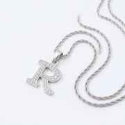 King Of Bling's Attractive Sterling SilverAll Alphabet Letter White Pendant with Cubic Zirconia KING OF BLINGS