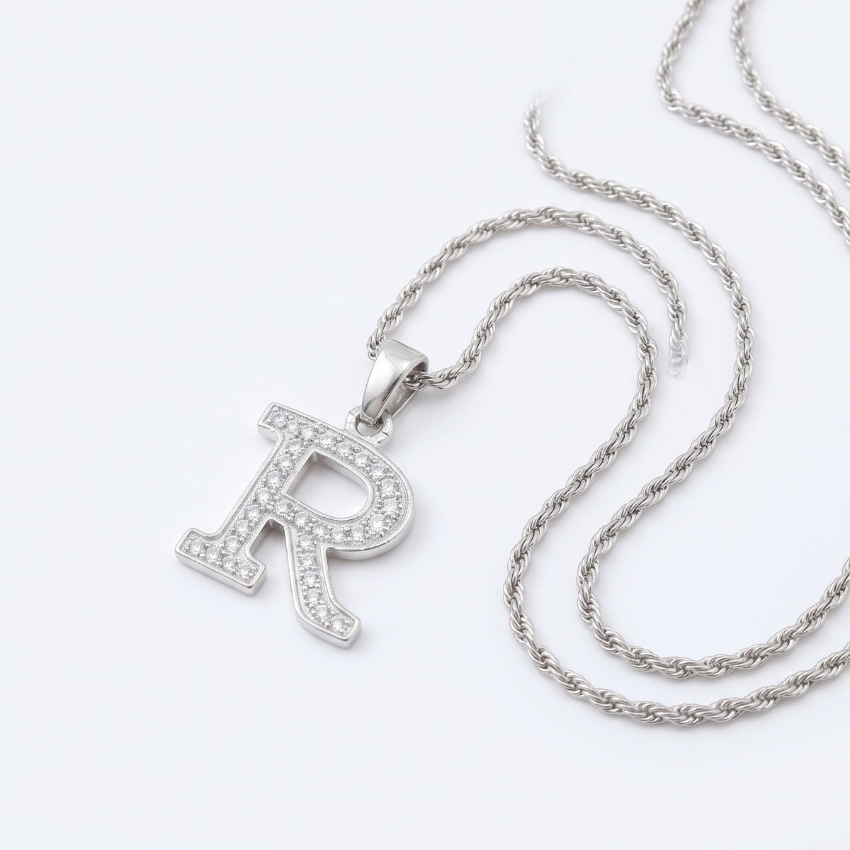King Of Bling's Attractive Sterling SilverAll Alphabet Letter White Pendant with Cubic Zirconia KING OF BLINGS