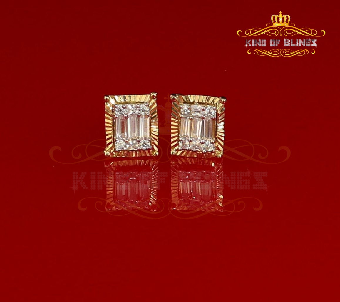 King of Bling's 925 Yellow 0.44ct Cubic Zirconia Silver Women's & Men's Hip Hop Square Earrings KING OF BLINGS