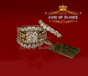 King Of Bling's Yellow 925 Silver 7.50ct Cubic Zirconia 3 Piece Halo Bridal Womens Ring Size 7 KING OF BLINGS