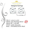 King of Bling's Yellow 1.43ct Sterling Silver Cubic Zirconia Round Earrings For Men's & Women's KING OF BLINGS