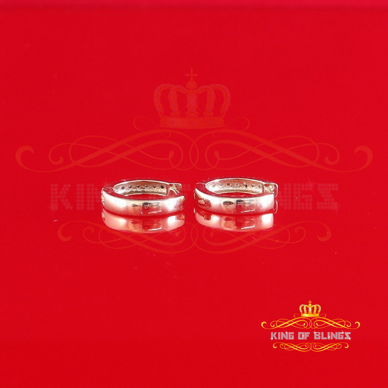 0.07ct Diamond 925 Sterling Silver Yellow Hoop Stud Earrings For Men's / Women's