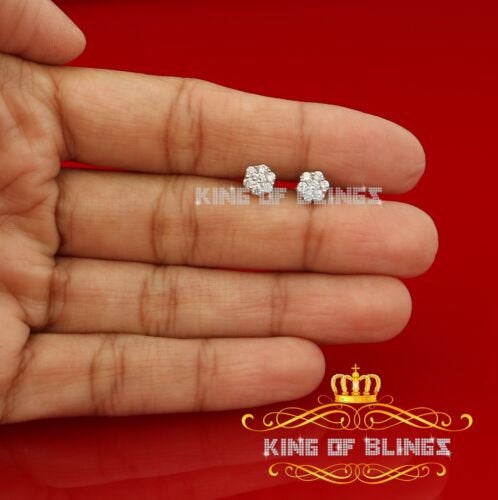 King of Bling's 925 White Sterling Silver 0.76ct Cubic Zirconia Women's Hip Hop Flower Earrings