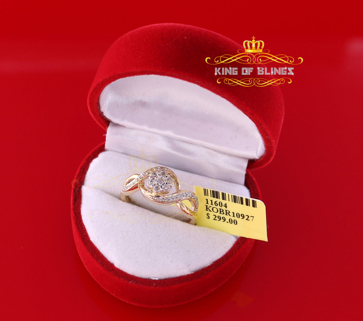 King Of Bling's 0.15 CT Real Diamond Womens Sterling Silver Yellow Ring Size 7.00 oval shape kingofblings