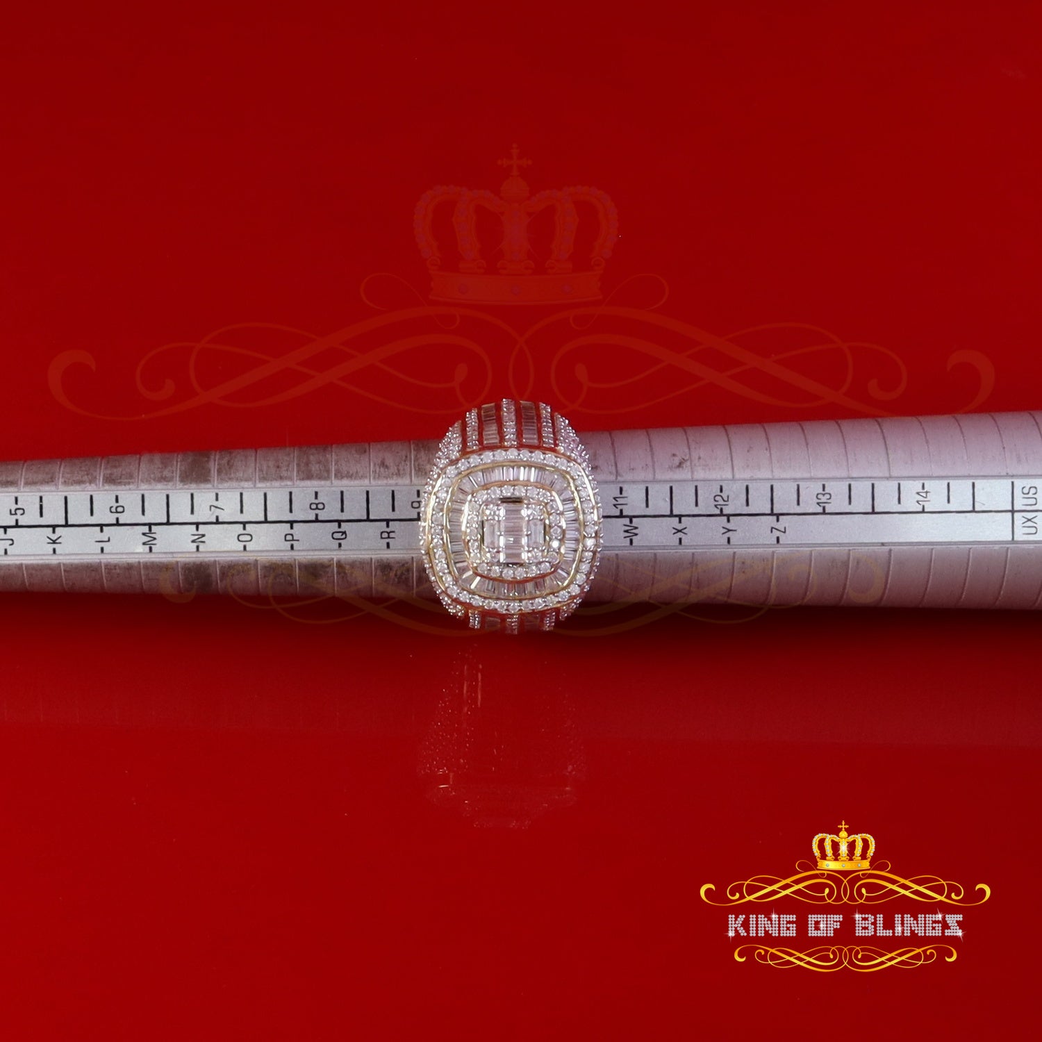 King of Bling's 925 Silver 5.50ct VVS 'D' Moissanite Yellow Square Round Rings Size 10 Men's King of Blings