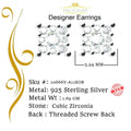 King of Bling's 925 Yellow Silver 0.38ct Cubic Zirconia Women's & Men's Hip Hop Square Earrings KING OF BLINGS
