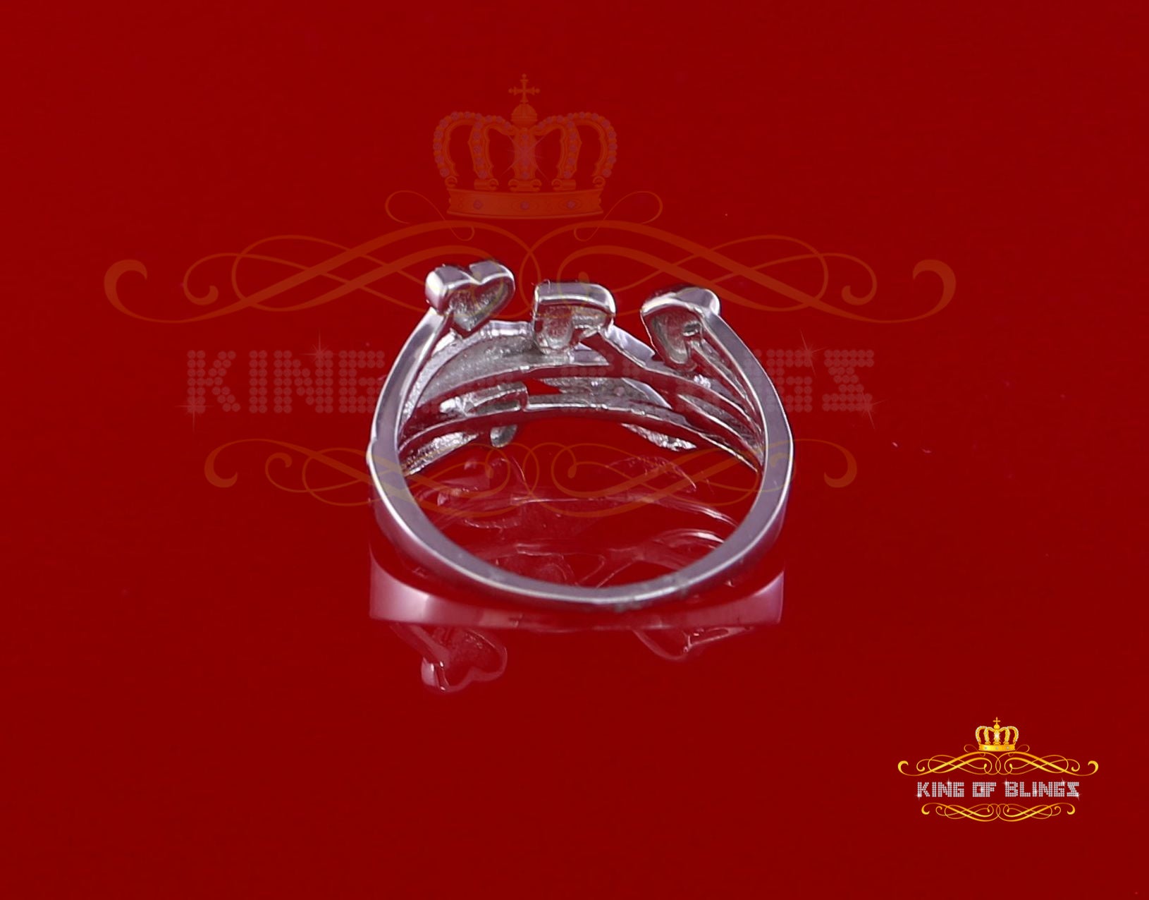 King Of Bling's 0.06 CT Real Diamond Womens Sterling Silver Multiple Heart White Ring Size 6.5 KING OF BLINGS