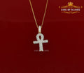 Yellow 925 Mens ANKH Sterling Silver Shape Pendant with 0.82ct Cubic Zirconia KING OF BLINGS