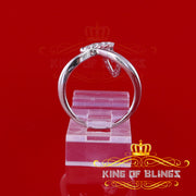 King of Bling's  Real 0.10 CT Diamond with 10 kt White Gold HEART shape Womens Ring Size 6.5 KING OF BLINGS