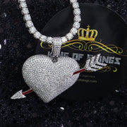 White Special Heart arrow Shape Sterling Silver Pendant 13.58ct Cubic Zirconia KING OF BLINGS