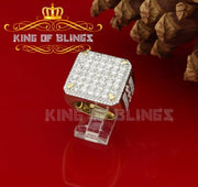 King Of Bling's 925 Silver Sterling Yellow 12.50ct Cubic Zirconia Square Men's Ring Size 9.5 KING OF BLINGS
