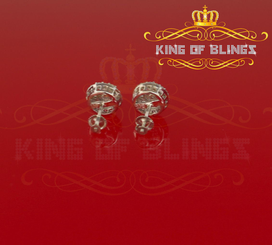 King of Blings- Aretes Para Hombre 925 White Silver 1.86ct Cubic Zirconia Round Women's Earrings KING OF BLINGS