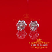 King Of Bling's 0.05ct Diamond 925 Sterling Silver White Floral Style Earrings For Men / Women KING OF BLINGS