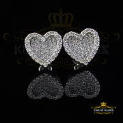 King of Bling's 925 White Silver 1.00ct VVS 'D' Moissanite Heart Stud Earring Men's/Womens King of Blings