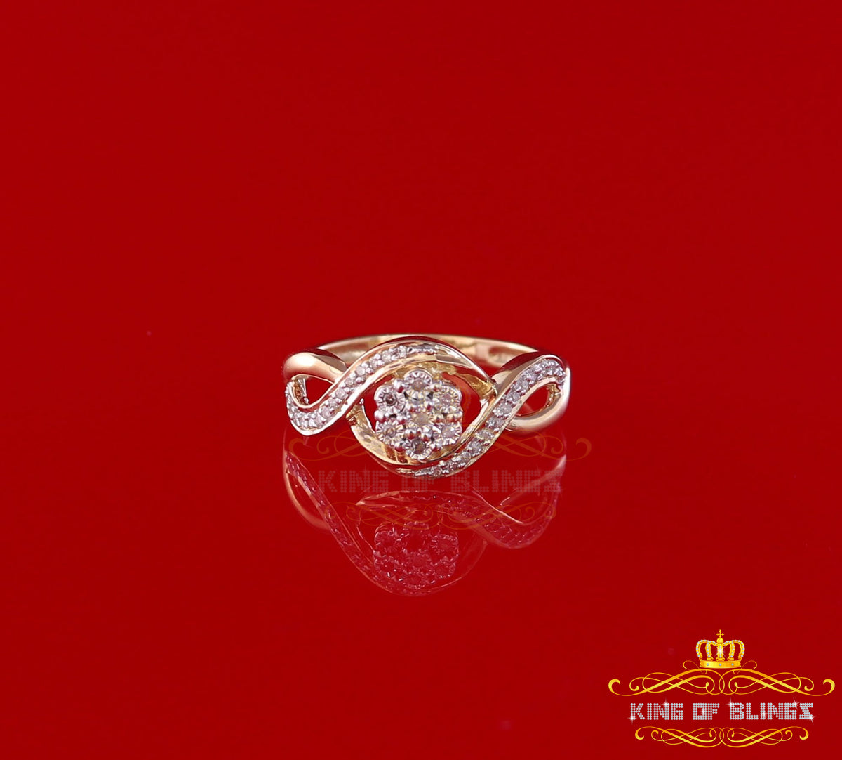 King Of Bling's 0.15 CT Real Diamond Womens Sterling Silver Yellow Ring Size 7.00 oval shape kingofblings