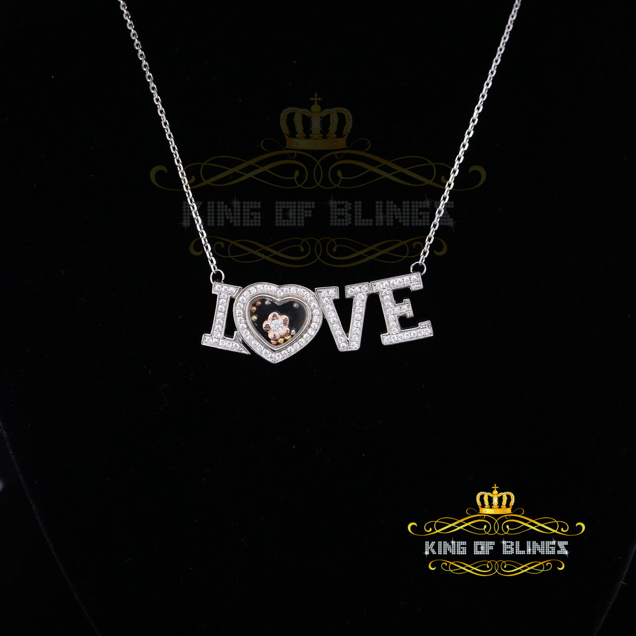 King Of Bling's White Special 925 Sterling Silver LOVE Letter Pendant with Cubic Zirconia Stone KING OF BLINGS