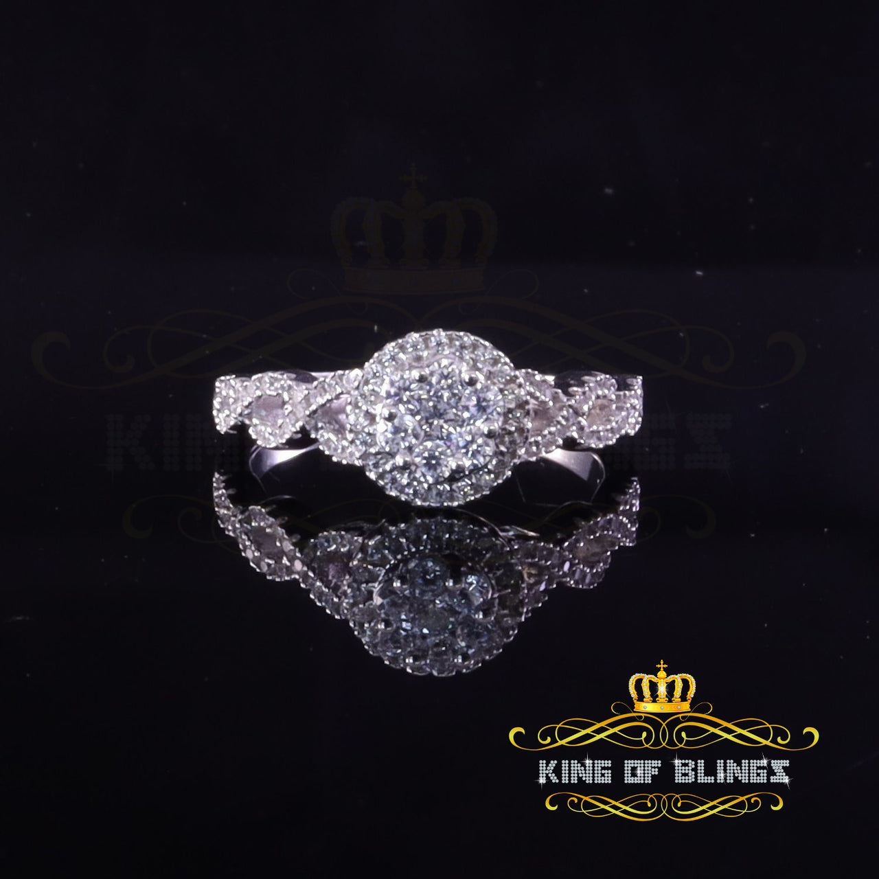 King Of Bling's1.70ct Cubic Zirconia White 925 Sterling Silver Women Engagement Rings Size 7