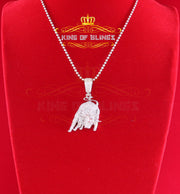 King Of Bling's White Sterling Silver Pendant Beautiful OX Shape 3.32ct Cubic Zirconia KING OF BLINGS