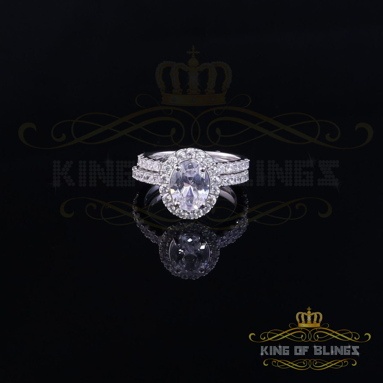 King Of Bling's5.28ct White Cubic Zirconia 925 Sterling Silver Bridal Fashion Womens Ring SZ 7