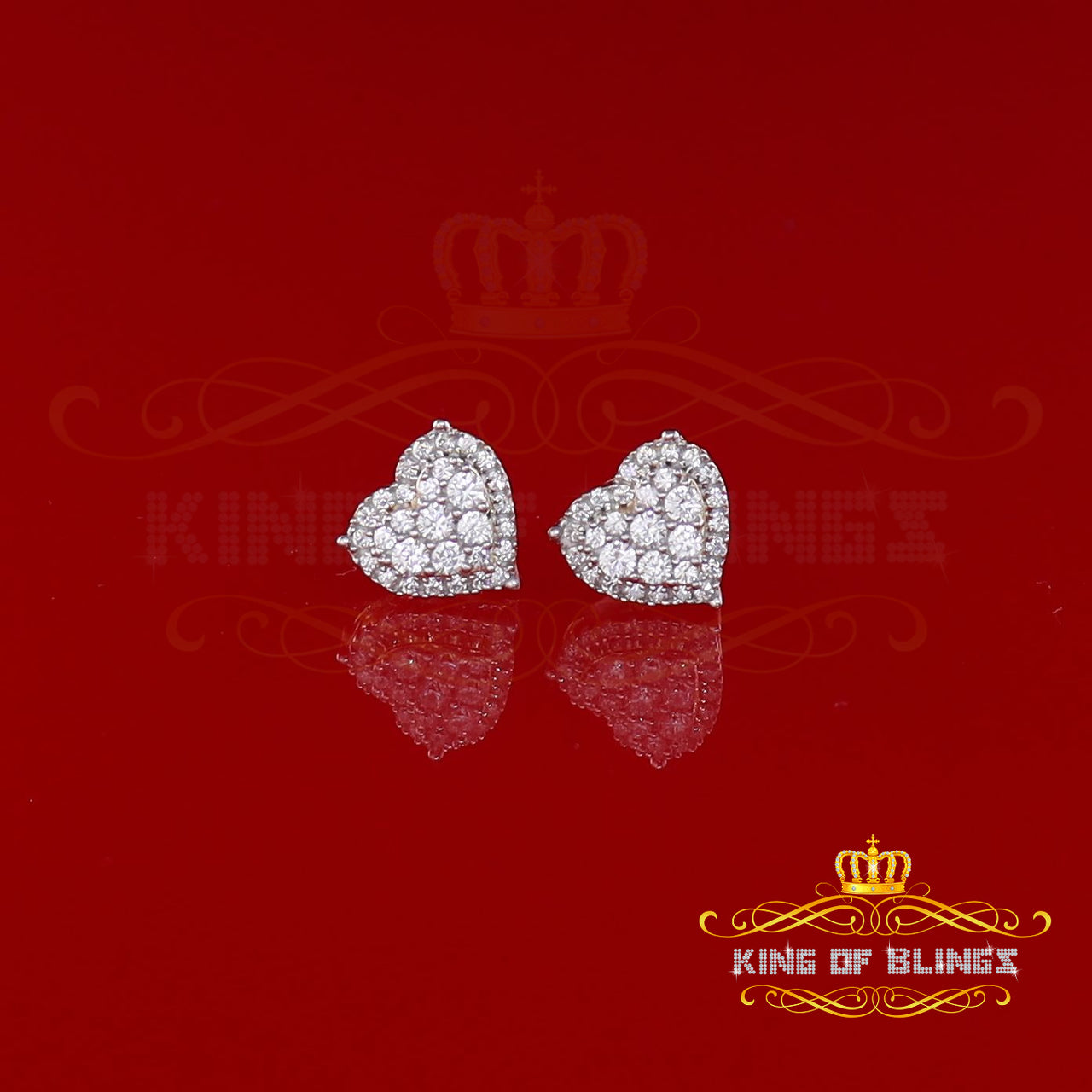 King of Bling's 1.18ct Cubic Zirconia 925 Yellow Sterling Silver Women's Hip Hop Heart Earrings