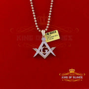 King Of Bling's Masonic Alphabet G 0.33ct Diamond Silver Yellow Charm Fashion Necklace Pendant KING OF BLINGS