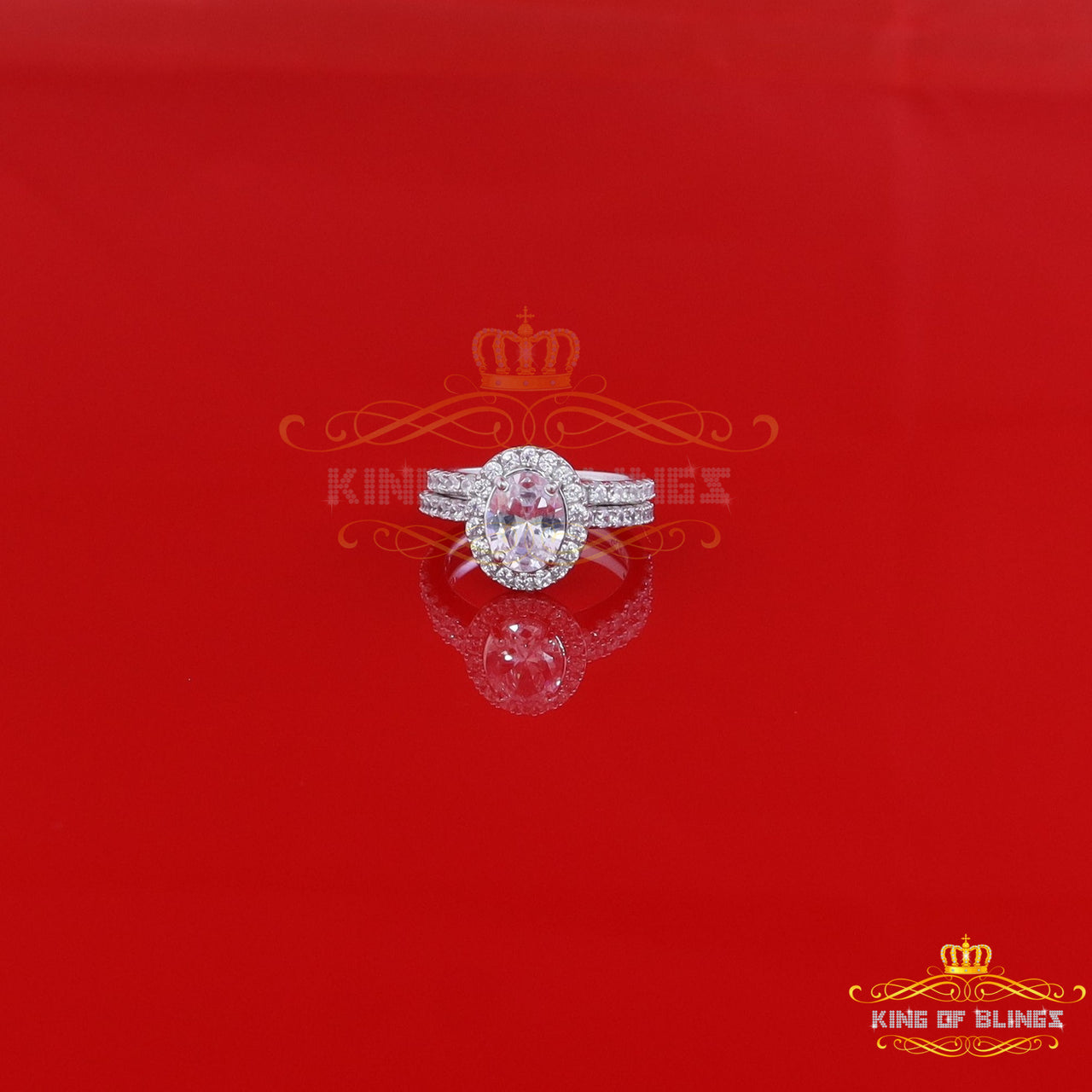 King Of Bling's5.28ct White Cubic Zirconia 925 Sterling Silver Bridal Fashion Womens Ring SZ 7