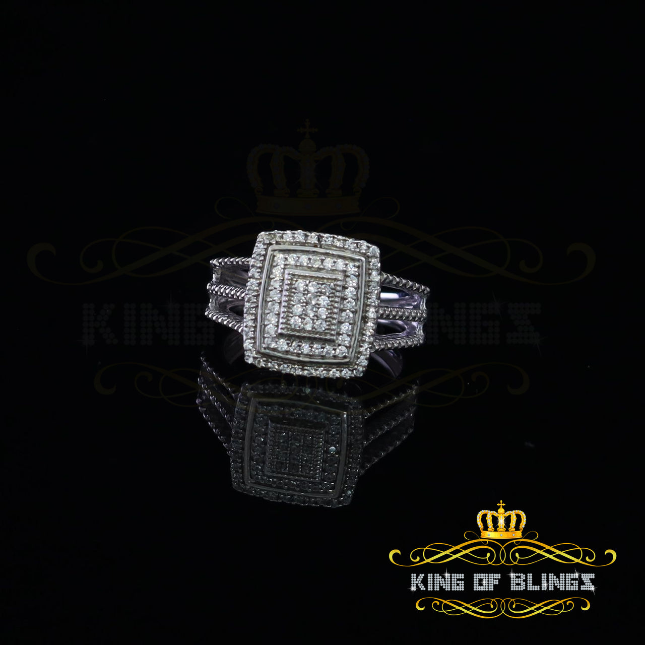 King Of Bling's2.00ct Cubic Zirconia Sterling White Silver Round Engagement Womens Ring Size 6