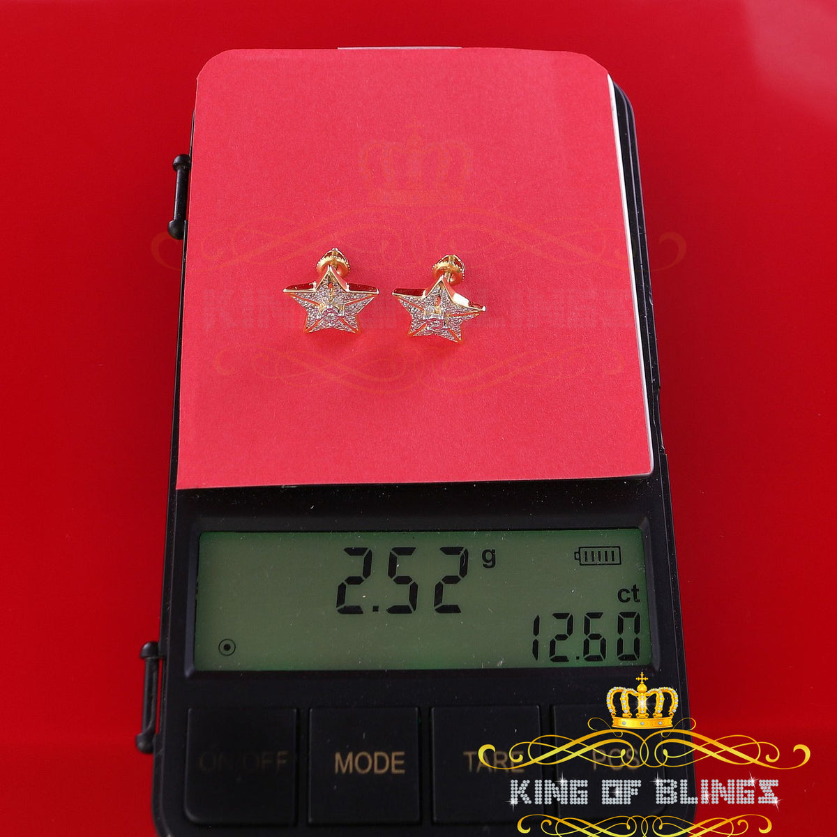King Of Bling's 925 Sterling Silver Yellow 0.25ct Diamond For Women's / Men's Stud Star Earrings KING OF BLINGS