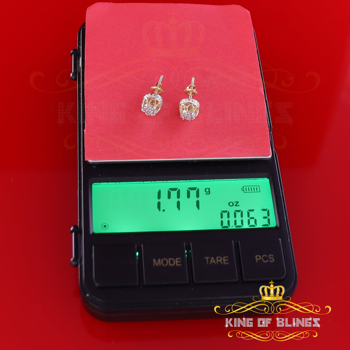 King of Blings-925 Sterling Silver Yellow 0.05ct Diamond For Men's & Women's Floral Earrings KING OF BLINGS