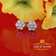 King Of Bling's 0.05ct Diamond Sterling Silver Yellow Floral Style Earrings For Men's & Women's KING OF BLINGS