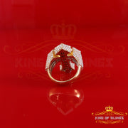 King of Bling's Men's Yellow Cross 925 Sterling Silver 5.50ct VVS D Moissanite Rings Size 10 King of Blings