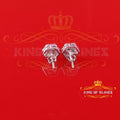 King of Bling's Men's/Womens 925 Silver White 1.66ct VVS 'D' Moissanite Floral Stud Earrings KING OF BLINGS