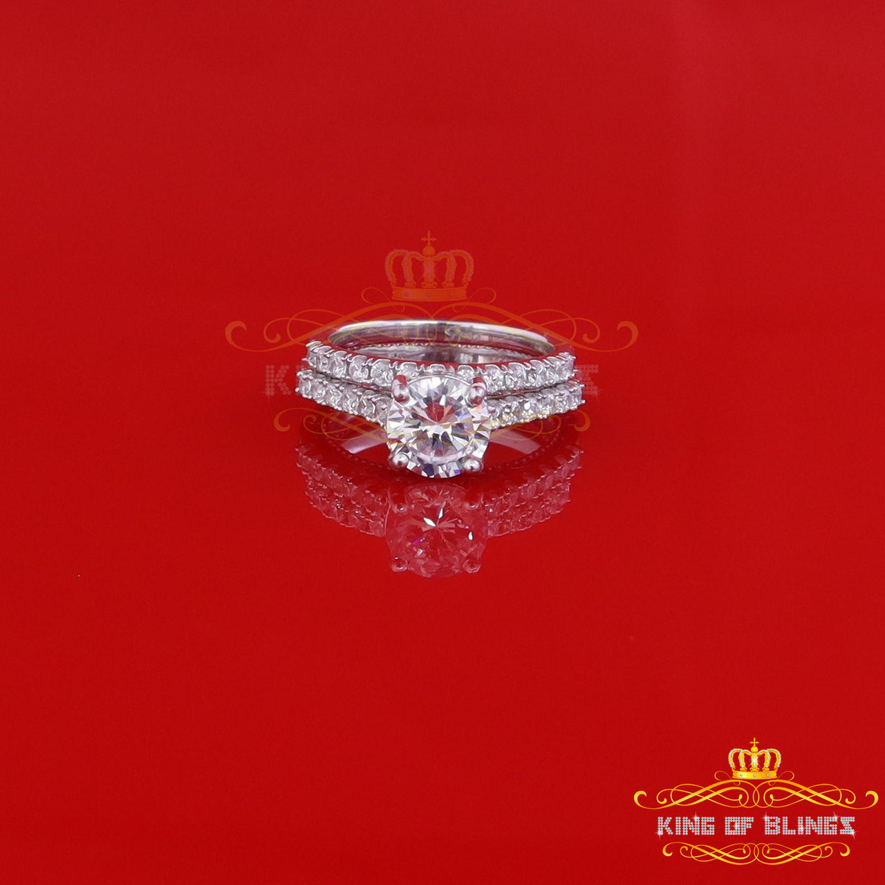 King Of Bling's4.29ct White Cubic Zirconia 925 Sterling Silver Bridal Fashion Womens Ring SZ 7