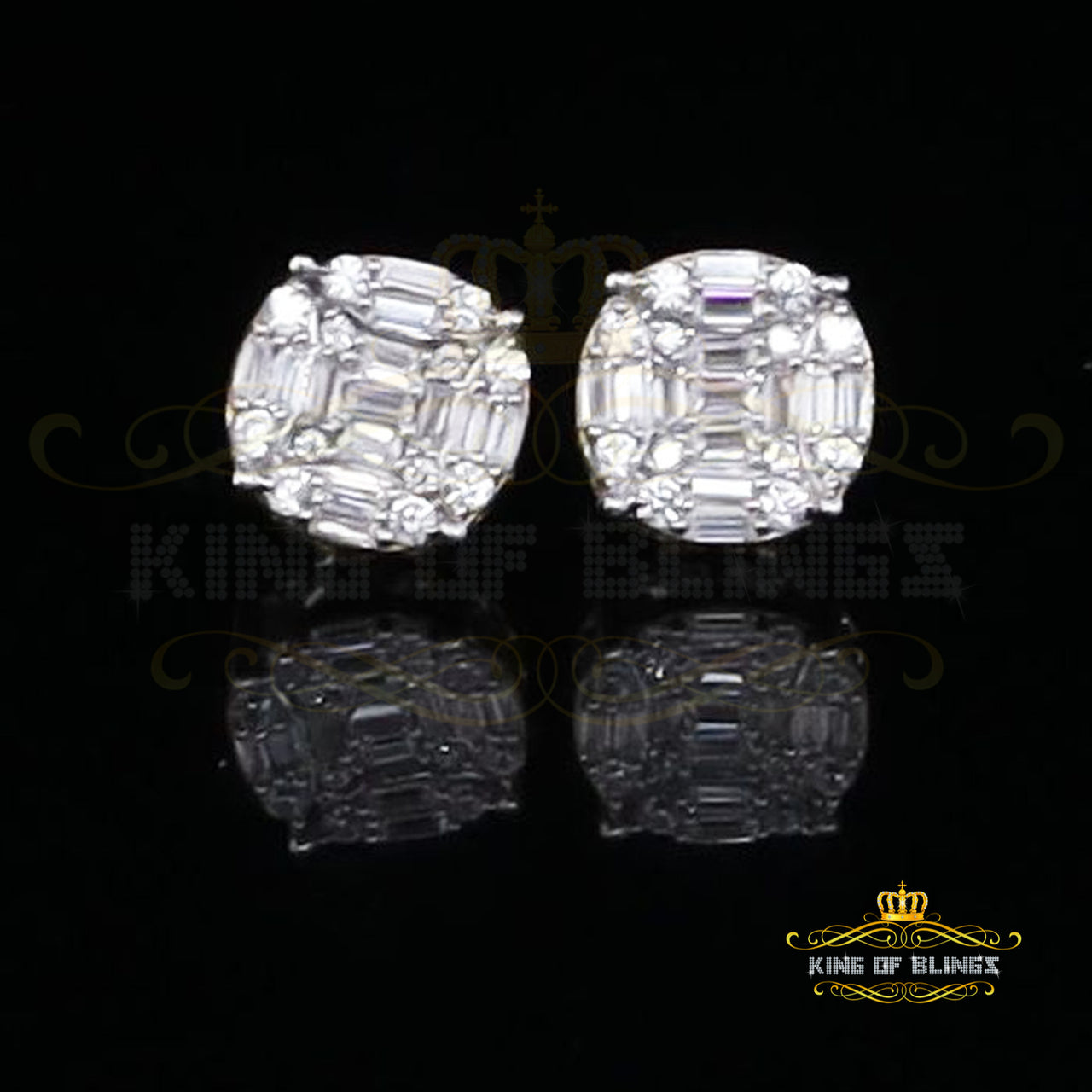 King of Blings- 925 Silver Real 1.02ct Cubic Zirconia Round White Earrings For Men's & Women's KING OF BLINGS