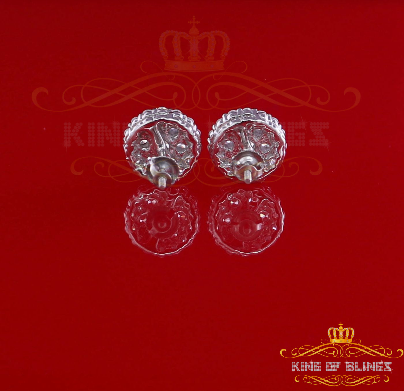 King of Blings- Aretes Para Hombre 925 White Silver 2.53ct Cubic Zirconia Round Women's Earring KING OF BLINGS