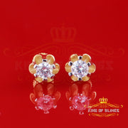 King of Bling's 0.25ct Silver Cubic Zirconia Yellow Round Shape Buttercup Stud Earrings Women KING OF BLINGS