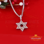 King Of Bling's 925 Silver Baggutte White Star of David Moissanite Pendant Mens 3.00ct VVS 'D KING OF BLINGS