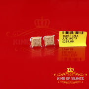 King Of Bling's 0.15ct Diamond Square Stud Earrings For Women White 925 Sterling Silver For Men KING OF BLINGS