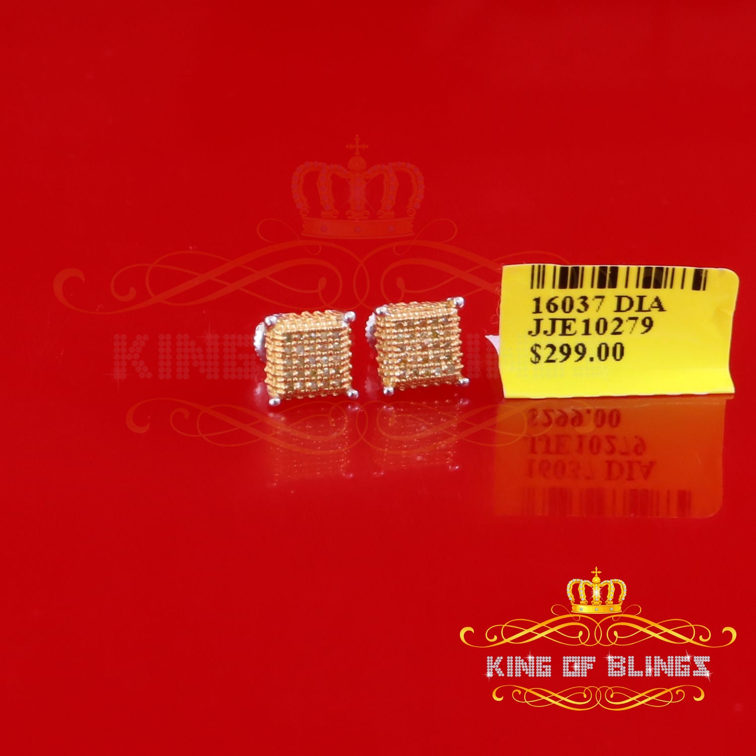 King Of Bling's 0.15ct Diamond Square Stud Earrings For Women White 925 Sterling Silver For Men KING OF BLINGS