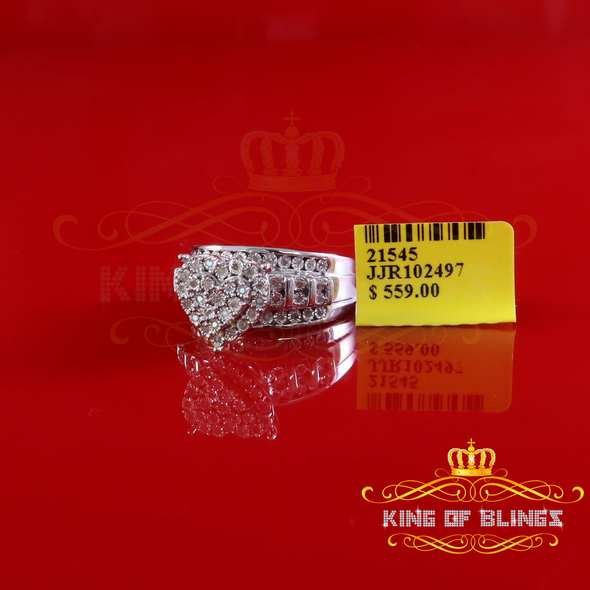 King Of Bling's New Cindarella Heart Ring SZ 7 Real Diamond 0.25ct White 925 Silver for Women King of Blings