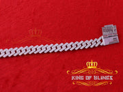 925 Silver 12ct Cubic Zirconia White Cuban Men's Bracelet SZ 8.5inch/2mm Width KING OF BLINGS