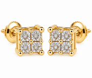 King Of Bling's 0.03ct Diamond Stud Earrings For Women Yellow 925 Sterling Silver Stud For Men KING OF BLINGS