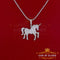 White 925 Sterling Silver Unicorn Shape Pendant with 2.44ct Cubic Zirconia KING OF BLINGS