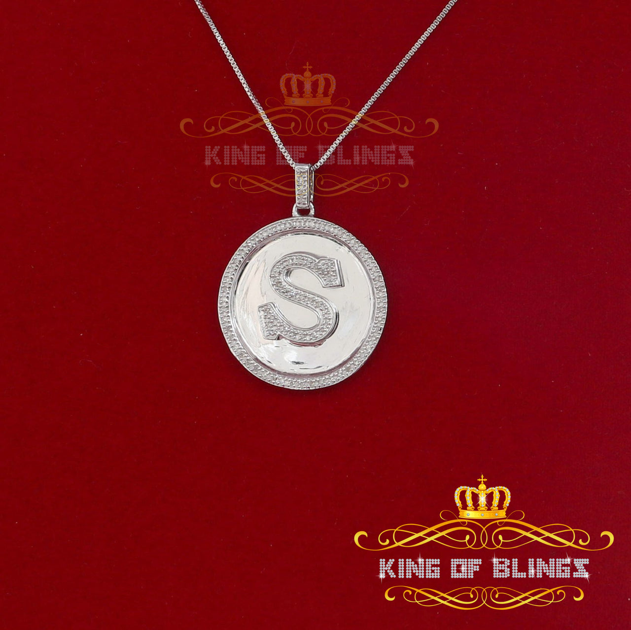 10K Real White Gold 0.25CT Diamond Men's and Women's Initial "S"Pendant