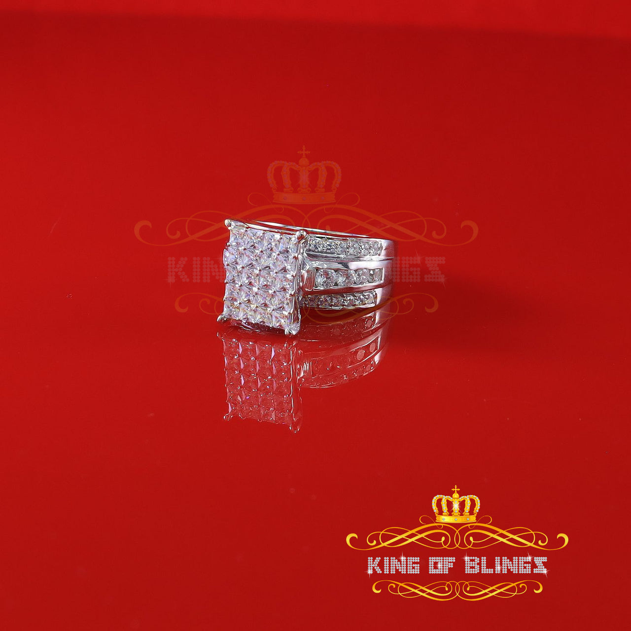 King Of Bling's3.80ct 925 Sterling Silver Cinderella White Cubic Zirconia Womens Ring Size 8