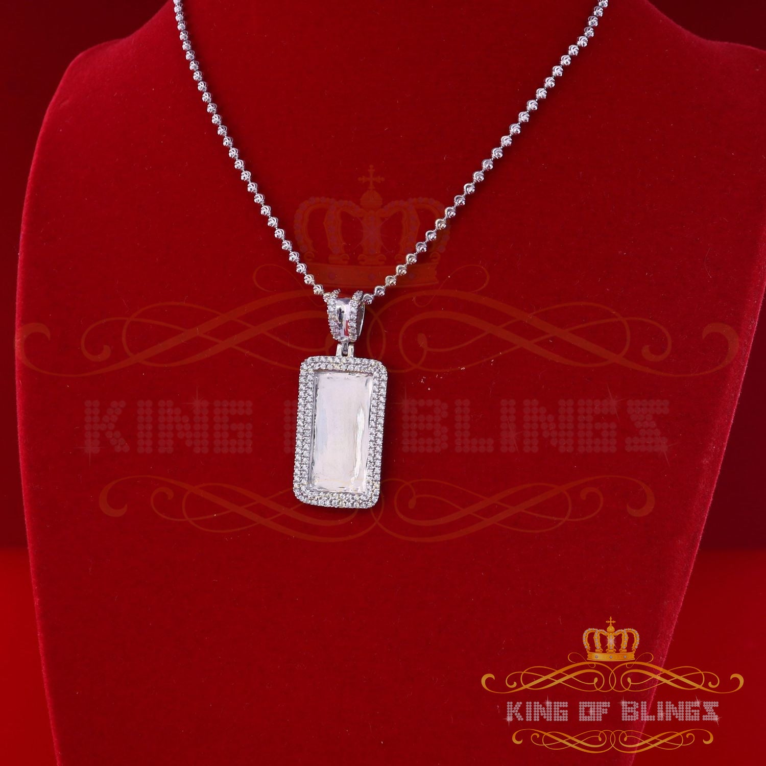 King of Bling's White 925 Sterling Silver Charm Necklace Pendant with 1.32ct Cubic Zirconia KING OF BLINGS