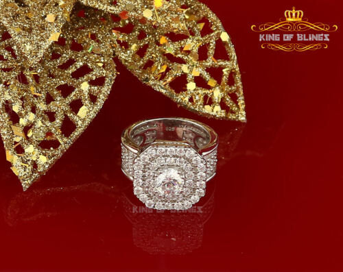 King Of Bling's8.25ct 925 Sterling Silver White Octagon Cubic Zirconia Womens Ring Size 7.5