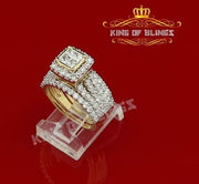 King Of Bling's 4.00ct Cubic Zirconia Sterling Yellow Silver Square Bridal Womens Ring Size 7.5 KING OF BLINGS